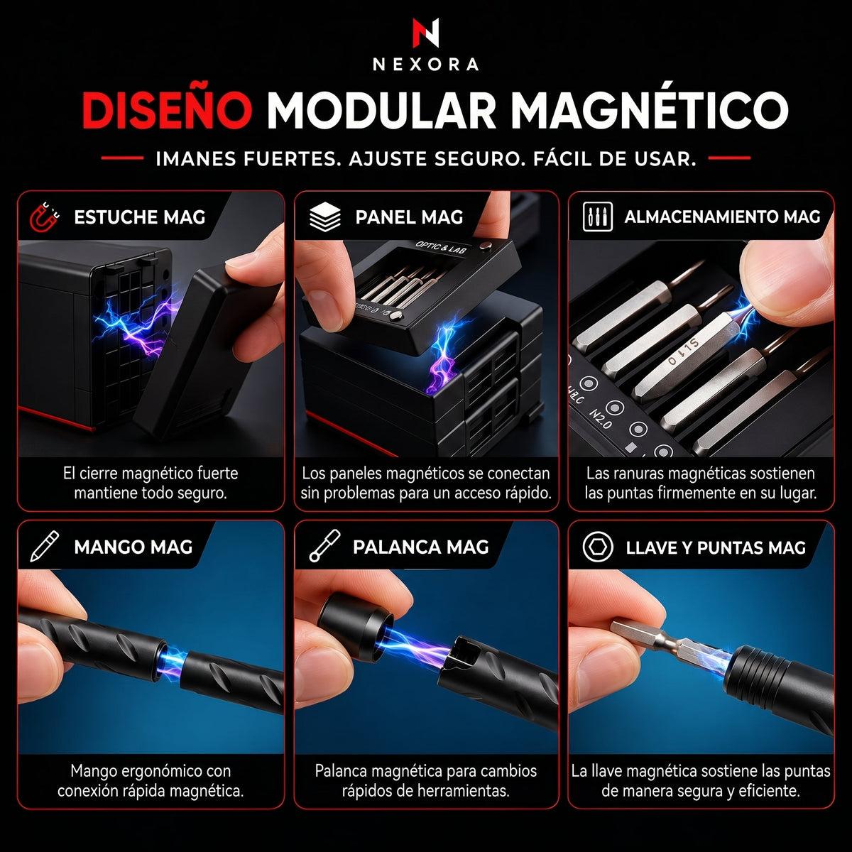 NEXORA - Kit de herramientas magnético 55 en 1