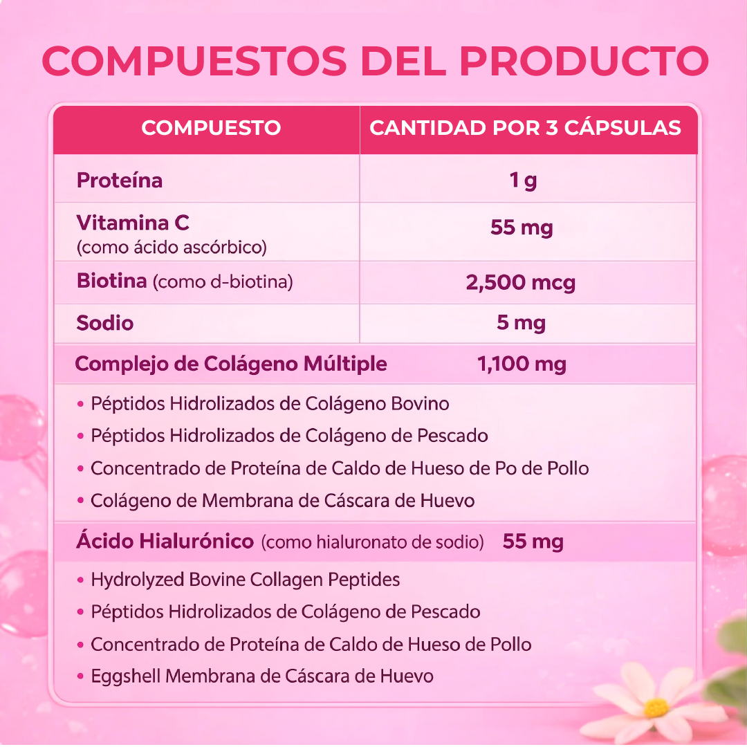 Cápsulas de colágeno múltiple para mujeres y hombres