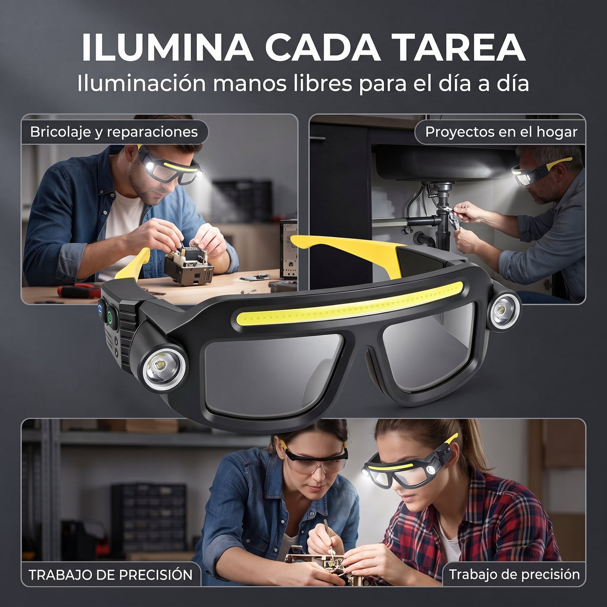 Gafas con luz LED recargables - BRIVEO