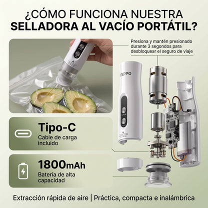Selladora al vacío portátil inalámbrica para alimentos - Sealix