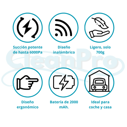 Aspirador portátil inalámbrico CleanPro